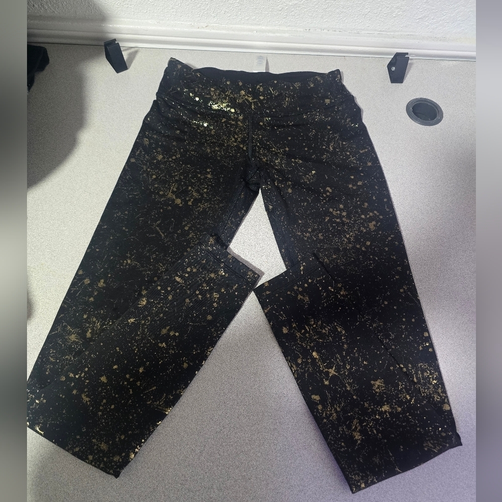 Ivivva Black and Gold Patterned Leggings